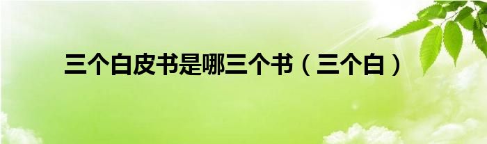 三个白皮书是哪三个书(三个白)