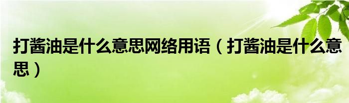 打酱油是什么意思网络用语(打酱油是什么意思)