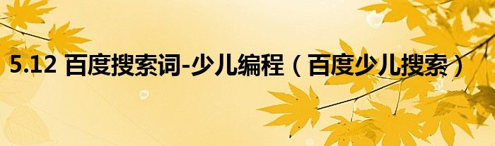 5.12 百度搜索词-少儿编程(百度少儿搜索)