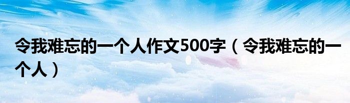 令我难忘的一个人作文500字(令我难忘的一个人)