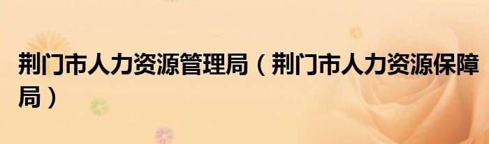荆门市人力资源管理局(荆门市人力资源保障局)