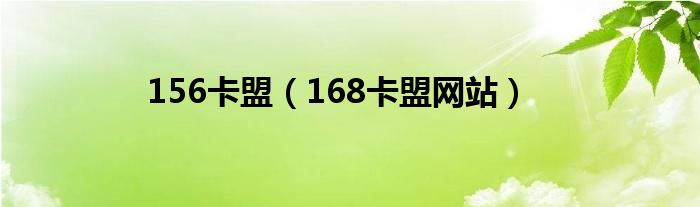 156卡盟(168卡盟网站)