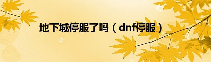 地下城停服了吗(dnf停服)
