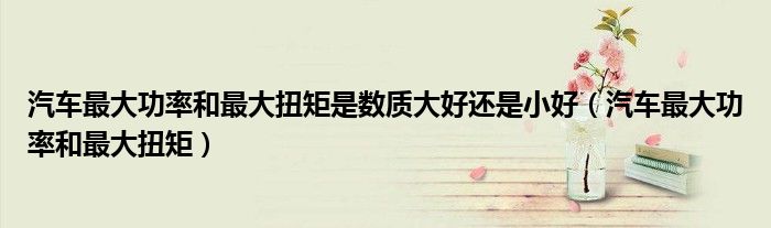 汽车最大功率和最大扭矩是数质大好还是小好(汽车最大功率和最大扭矩)