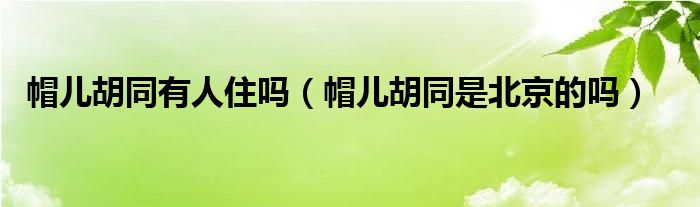 帽儿胡同有人住吗(帽儿胡同是北京的吗)