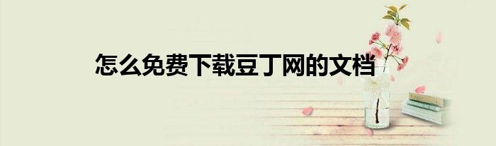 怎么免费下载豆丁网的文档