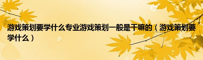 游戏策划要学什么专业游戏策划一般是干嘛的(游戏策划要学什么)