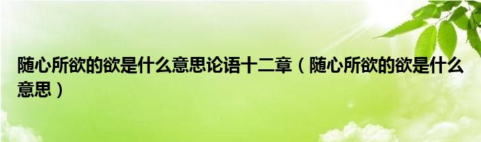 随心所欲的欲是什么意思论语十二章(随心所欲的欲是什么意思)
