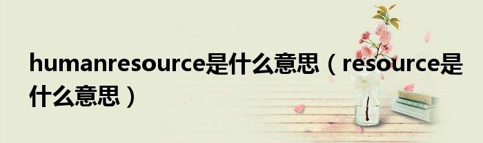 humanresource是什么意思(resource是什么意思)