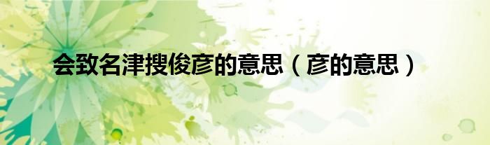 会致名津搜俊彦的意思(彦的意思)