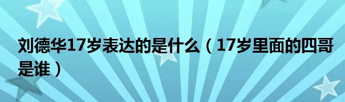 刘德华17岁表达的是什么(17岁里面的四哥是谁)