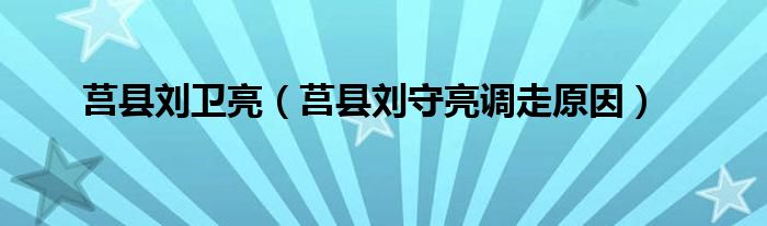莒县刘卫亮(莒县刘守亮调走原因)