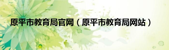 原平市教育局官网(原平市教育局网站)