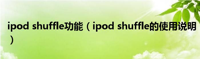 ipod shuffle功能(ipod shuffle的使用说明)
