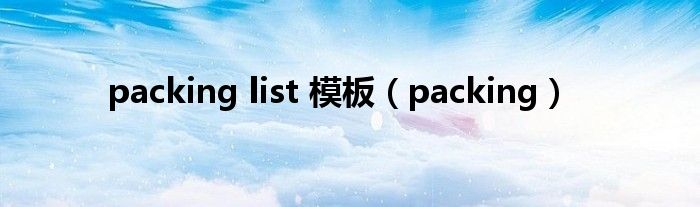 packing list 模板(packing)