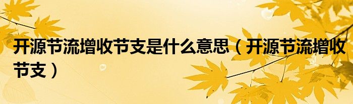 开源节流增收节支是什么意思(开源节流增收节支)