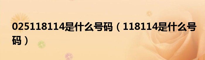025118114是什么号码(118114是什么号码)