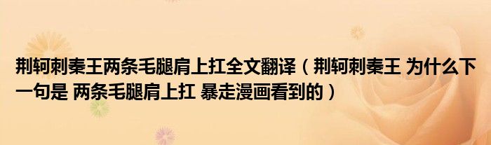 荆轲刺秦王两条毛腿肩上扛全文翻译(荆轲刺秦王 为什么下一句是 两条毛腿肩上扛 暴走漫画看到的)