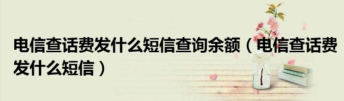 电信查话费发什么短信查询余额(电信查话费发什么短信)