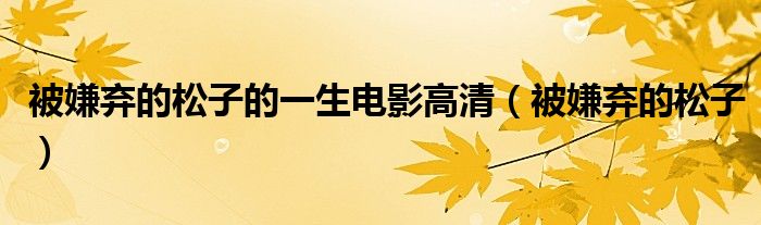 被嫌弃的松子的一生电影高清(被嫌弃的松子)