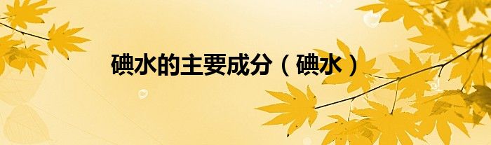 碘水的主要成分（碘水）