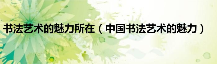 书法艺术的魅力所在(中国书法艺术的魅力)
