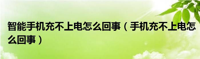 智能手机充不上电怎么回事(手机充不上电怎么回事)