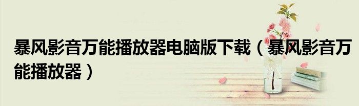 暴风影音万能播放器电脑版下载(暴风影音万能播放器)