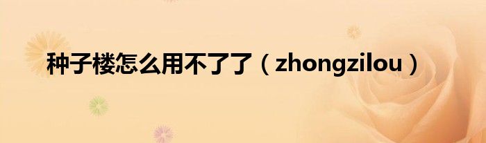 种子楼怎么用不了了(zhongzilou)