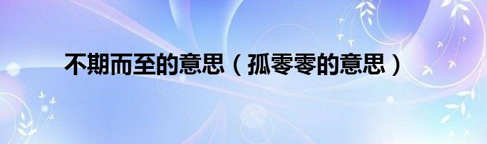 不期而至的意思(孤零零的意思)