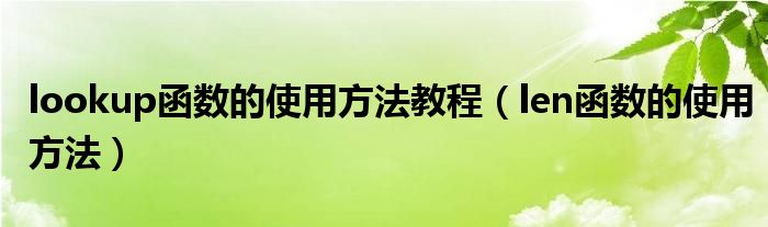 lookup函数的使用方法教程(len函数的使用方法)