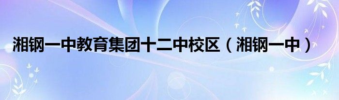 湘钢一中教育集团十二中校区(湘钢一中)