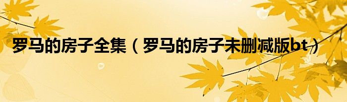 罗马的房子全集(罗马的房子未删减版bt)