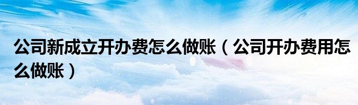 公司新成立开办费怎么做账(公司开办费用怎么做账)