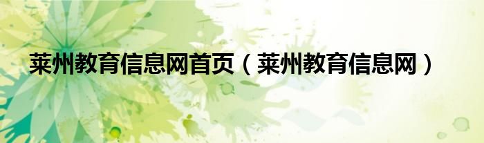 莱州教育信息网首页(莱州教育信息网)