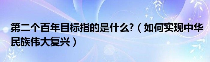 第二个百年目标指的是什么?(如何实现中华民族伟大复兴)