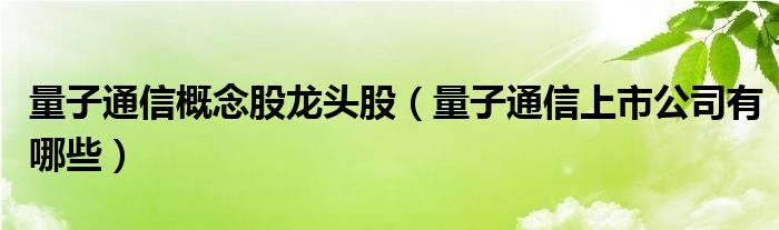 量子通信概念股龙头股(量子通信上市公司有哪些)
