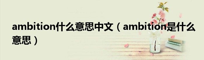 ambition什么意思中文(ambition是什么意思)