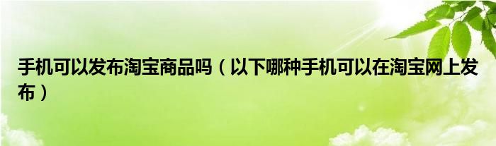手机可以发布淘宝商品吗(以下哪种手机可以在淘宝网上发布)