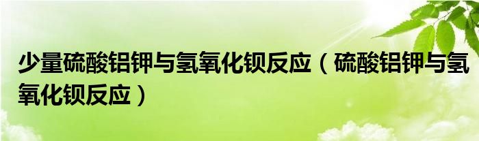 少量硫酸铝钾与氢氧化钡反应(硫酸铝钾与氢氧化钡反应)
