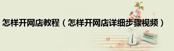 怎样开网店教程(怎样开网店详细步骤视频)