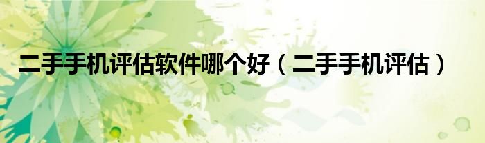 二手手机评估软件哪个好(二手手机评估)