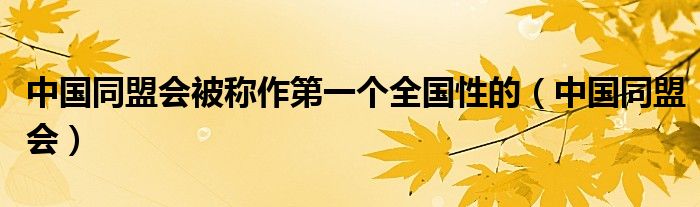 中国同盟会被称作第一个全国性的(中国同盟会)