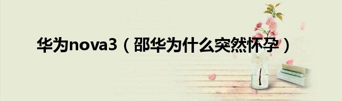 华为nova3(邵华为什么突然怀孕)