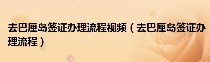 去巴厘岛签证办理流程视频(去巴厘岛签证办理流程)