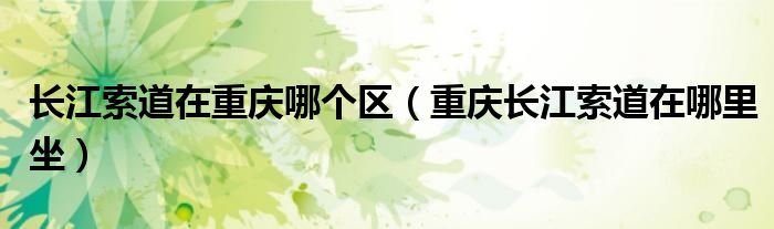 长江索道在重庆哪个区(重庆长江索道在哪里坐)