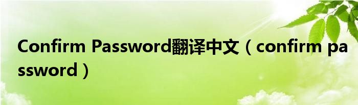 Confirm Password翻译中文(confirm password)