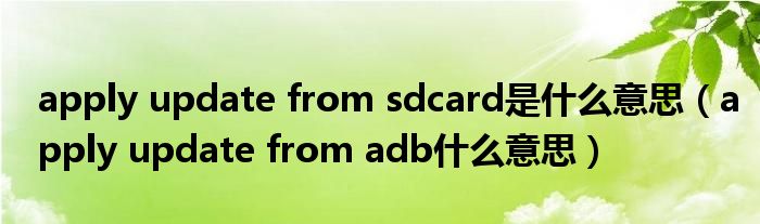 apply update from sdcard是什么意思(apply update from adb什么意思)