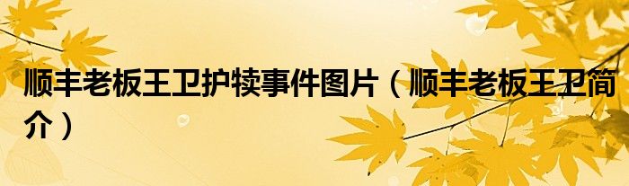 顺丰老板王卫护犊事件图片(顺丰老板王卫简介)