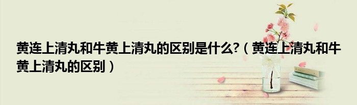 黄连上清丸和牛黄上清丸的区别是什么?(黄连上清丸和牛黄上清丸的区别)